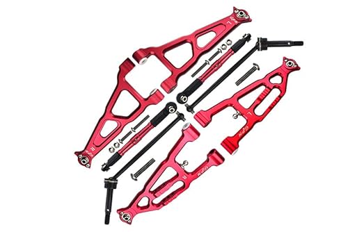 GPM Racing Losi 1/10 Baja Rey 4WD Desert Truck LOS03008 Aluminium Tuning Teile Combo Set B (Front & Lower Upper Suspension Arms + Front Turnbuckle + Front CVD Shaft) - Red von GPM Racing