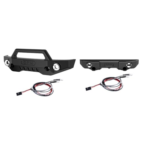 Aluminium 7075 Alloy Front Bumper & Rear Bumper with LED Lights for Traxxas 1/16 Mini Maxx 4WD RTR Brushless Monster Truck 107154-1 Upgrades - Black von GPM