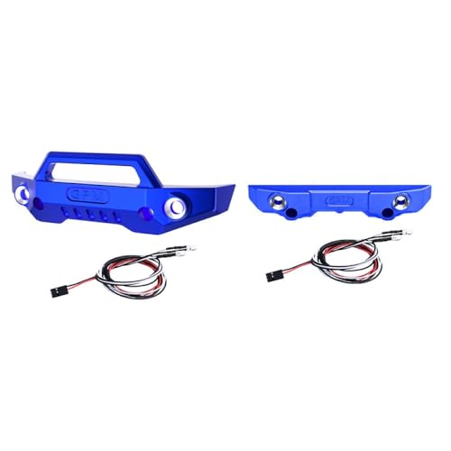 Aluminium 7075 Alloy Front Bumper & Rear Bumper with LED Lights for Traxxas 1/16 Mini Maxx 4WD RTR Brushless Monster Truck 107154-1 Upgrades - Blue von GPM