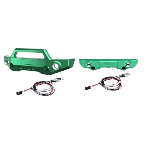 Aluminium 7075 Alloy Front Bumper & Rear Bumper with LED Lights for Traxxas 1/16 Mini Maxx 4WD RTR Brushless Monster Truck 107154-1 Upgrades - Green von GPM