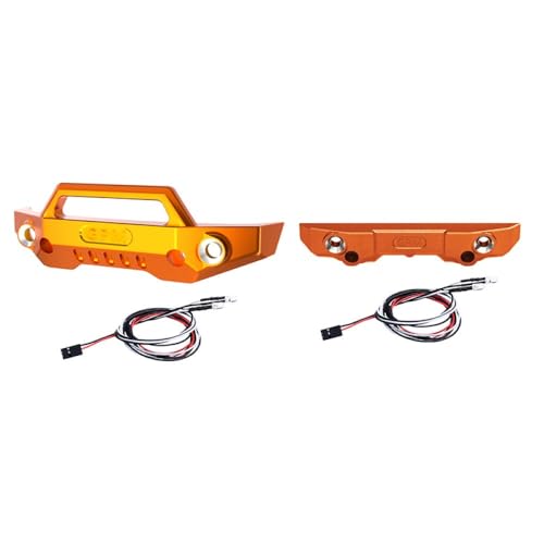 Aluminium 7075 Alloy Front Bumper & Rear Bumper with LED Lights for Traxxas 1/16 Mini Maxx 4WD RTR Brushless Monster Truck 107154-1 Upgrades - Orange von GPM