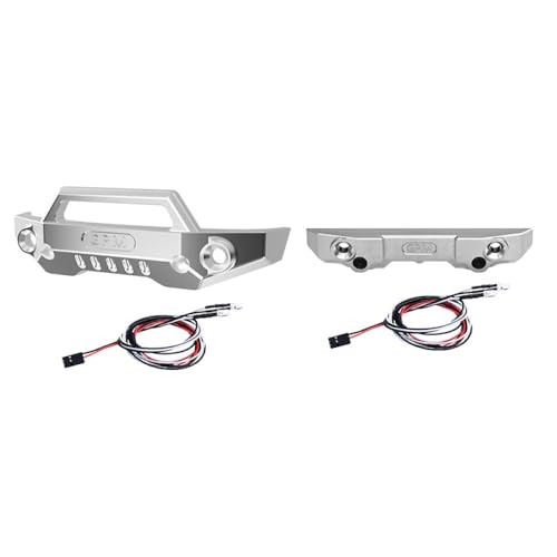 Aluminium 7075 Alloy Front Bumper & Rear Bumper with LED Lights for Traxxas 1/16 Mini Maxx 4WD RTR Brushless Monster Truck 107154-1 Upgrades - Silver von GPM