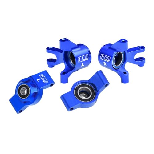 Aluminium 7075 Alloy Front Steering Blocks & Rear Hub Stub Axle Carriers with Oversize Bearing for Traxxas 1/16 Mini Maxx 4WD RTR Brushless Monster Truck 107154-1 Upgrades - Blue von GPM