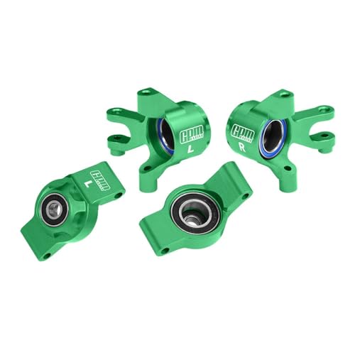 Aluminium 7075 Alloy Front Steering Blocks & Rear Hub Stub Axle Carriers with Oversize Bearing for Traxxas 1/16 Mini Maxx 4WD RTR Brushless Monster Truck 107154-1 Upgrades - Green von GPM