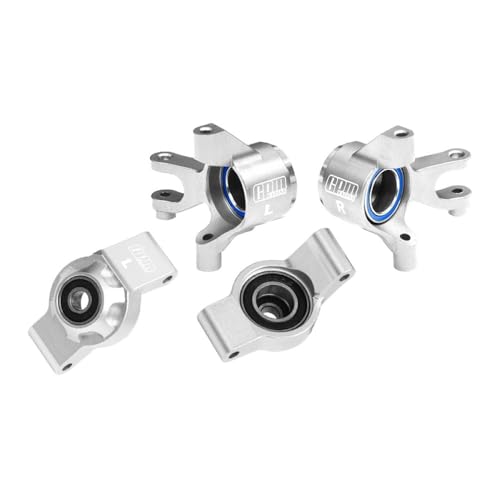 Aluminium 7075 Alloy Front Steering Blocks & Rear Hub Stub Axle Carriers with Oversize Bearing for Traxxas 1/16 Mini Maxx 4WD RTR Brushless Monster Truck 107154-1 Upgrades - Silver von GPM