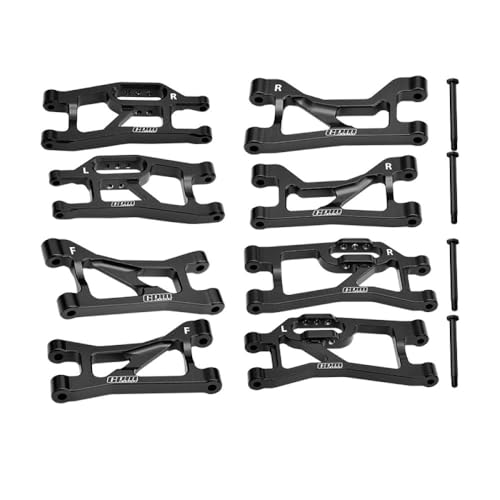 Aluminium 7075 Alloy Front Upper & Lower + Rear Upper & Lower Suspension Arms for Traxxas 1/16 Mini Maxx 4WD RTR Brushless Monster Truck 107154-1 Upgrades - Black von GPM