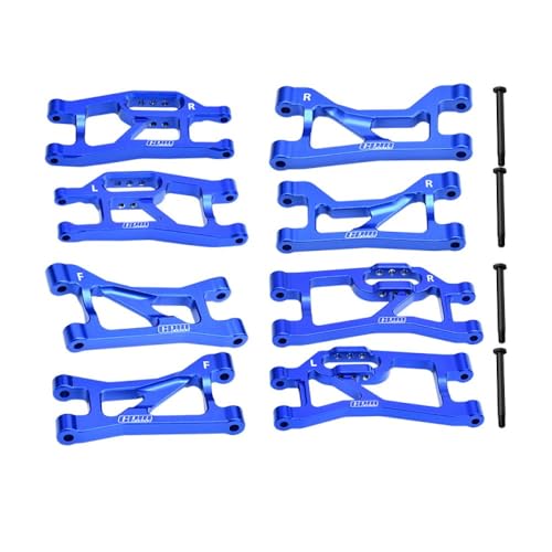 Aluminium 7075 Alloy Front Upper & Lower + Rear Upper & Lower Suspension Arms for Traxxas 1/16 Mini Maxx 4WD RTR Brushless Monster Truck 107154-1 Upgrades - Blue von GPM