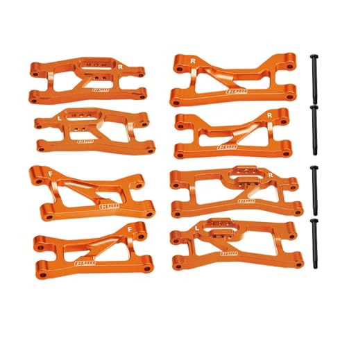 Aluminium 7075 Alloy Front Upper & Lower + Rear Upper & Lower Suspension Arms for Traxxas 1/16 Mini Maxx 4WD RTR Brushless Monster Truck 107154-1 Upgrades - Orange von GPM