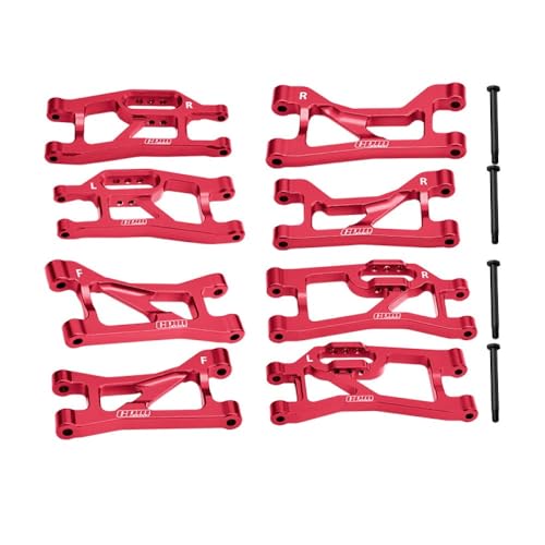 Aluminium 7075 Alloy Front Upper & Lower + Rear Upper & Lower Suspension Arms for Traxxas 1/16 Mini Maxx 4WD RTR Brushless Monster Truck 107154-1 Upgrades - Red von GPM