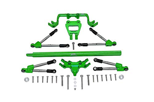 Aluminium Front & Rear Tie Rods with Stabilizer + Center Brace Bar & Mount for 1/10 Traxxas HOSS 4X4 VXL 90076-4 - 31Pc Set Green von GPM