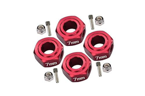 GPM Aluminium Hex Adapter (12mmx7mm) for Arrma 1:10 Granite/Big Rock 3S / Big Rock V3 3S / VORTEKS 3S / SENTON 3S / 1:8 Vendetta 3S - 4Pc Set Red von GPM