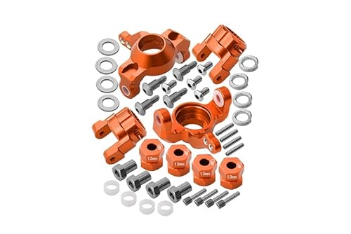 GPM Axial RR10 Bomber & Wraith Tuning Teile Aluminium Front C-Hub & Knuckle Arm (5 Degree Caster) - 4Pcs Set Orange von GPM