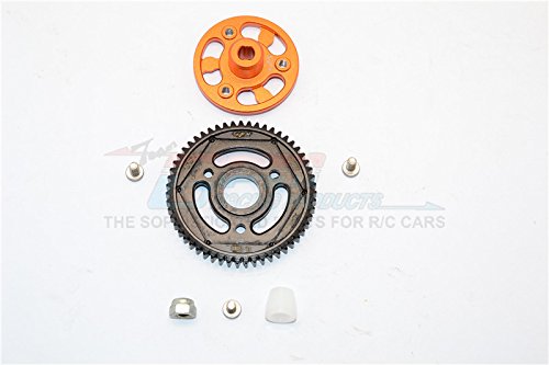 G.P.M. Axial SCX10 II Tuning Teile (AX90046) Aluminium Spur Gear Adapter + Steel Gear 55T - 1 Set Orange von GPM