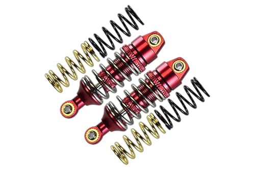 Traxxas 1/16 Mini E-Revo, Mini Slash, Mini Summit Tuning Teile Aluminium Front/Rear Adjustable Spring Damper (1.2mm,1.3mm & 1.4mm Coil Springs) with Aluminium Ball Ends - 1Pr Set Red von GPM