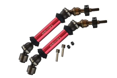 GPM For Traxxas Slash 4X4 Steel+Aluminum Front CVD Drive Shaft With 12mmX6mm Wheel Hex - 1Pr Set Red von GPM