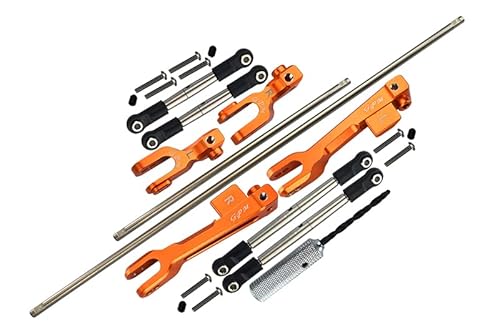 Traxxas Unlimited Desert Racer 4X4 (#85076-4) Tuning Teile Spring Steel Front + Rear Sway Bar & Aluminium Sway Bar Arm & Stainless Steel Linkage - 23Pc Set Orange von GPM