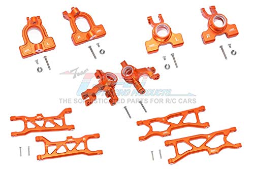 GPM Arrma 1/10 KRATON 4S BLX Tuning Teile Aluminium Front C-Hubs + Front & Rear Knuckle Arms + Front & Rear Lower Arms - 28Pc Set Orange von GPM