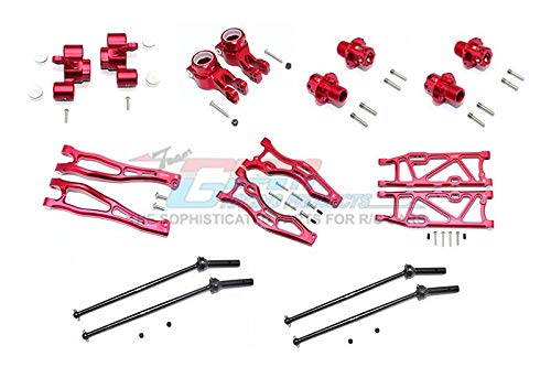 GPM Arrma KRATON/Outcast/Notorious 6S BLX Tuning Teile Aluminium F Upper + Lower Arms, R Lower Arms, F+R Knuckle Arms, CVD Drive Shaft, 13mm Hex - Combo Pack 56Pc Set Red von GPM