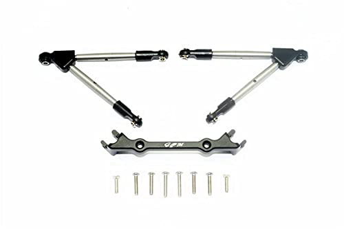 GPM Traxxas Rustler 4X4 VXL (67076-4) Tuning Teile Aluminium Front Tie Rods with Stabilizer for C Hub - 11Pc Set Black von GPM