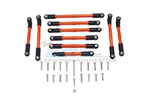 GPM for Tamiya Mercedes-Benz G500 CC-02 (#58675) Tuning Teile Aluminium Adjustable Suspension Links & Steering Tie Rods - 10Pc Set Orange von GPM