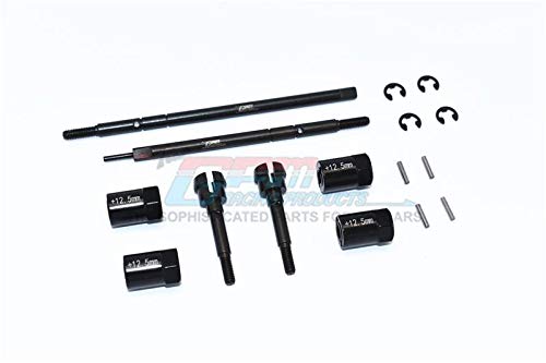 GPM for Tamiya Mercedes-Benz G500 CC-02 (#58675) Tuning Teile Harden Steel #45 Front CVD Joint + Rear Drive Shaft + Aluminium 12.5mm Wider Hex - 16Pc Set Black von GPM