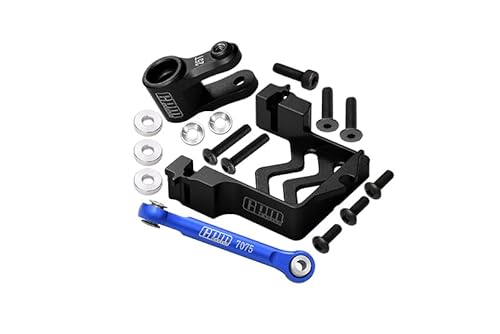 GPM for Traxxas 1/10 Maxx 4WD Monster Truck Upgrade Parts Aluminium Servo Mount + Stainless Steel Tie Rod + 25T Aluminium Servo Horn - 16Pc Set Black von GPM