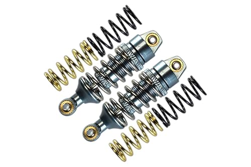 GPM for Traxxas 1/16 Mini E-Revo, Mini Slash, Mini Summit Aluminum Front/Rear Adjustable Spring Damper (1.2mm,1.3mm & 1.4mm Coil Springs) with Aluminum Ball Ends - 1Pr Set Gray Silver von GPM