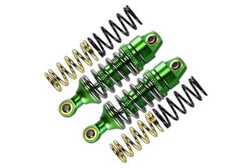 Traxxas 1/16 Mini E-Revo, Mini Slash, Mini Summit Tuning Teile Aluminium Front/Rear Adjustable Spring Damper (1.2mm,1.3mm & 1.4mm Coil Springs) With Aluminium Ball Ends - 1Pr Set Green von GPM