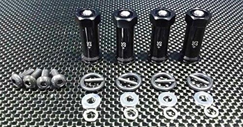 GPM for Traxxas 1/16 Mini E-Revo, Mini Slash, Mini Summit Aluminum Hex Adaptor (+25mm) - 4 Pcs Set Black von GPM