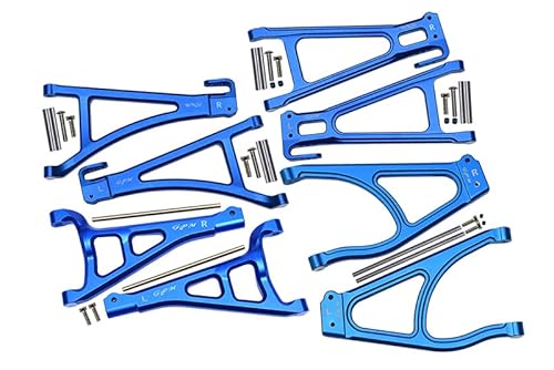 GPM for Traxxas E-Revo 2.0 VXL Brushless (86086-4) Aluminum Full Suspension Arm Set (Front+Rear & Upper+Lower) - 8Pc Set Blue von GPM