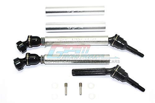 Traxxas Revo/Summit/E-Revo Tuning Teile Steel+Aluminium Front/Rear Universal Swing Shaft with Washers & Wheel Hubs - 1Pr Set Silver von GPM