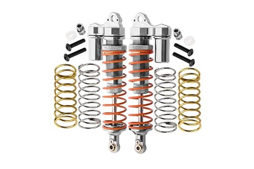 GPM Traxxas Rustler 4X4 VXL (67076-4) / Hoss 4X4 VXL (90076-4) Tuning Teile Aluminum Rear Adjustable L-Shape Piggy Back Shocks 102mm - 1Pr Set Silver von GPM