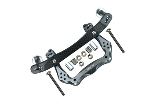 GPM for Traxxas Rustler VXL/Bandit Aluminum Front Damper Plate with Graphite Body Post Mount and Delrin Post - 1 Set Gray Silver von GPM