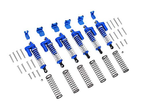 GPM for Traxxas TRX-6 MERC-Benz G63 (88096-4) Aluminum L-Shape Piggy Back Spring Dampers 90mm + Adjustable Damper Mount (Multiple Positioning Holes) - 42Pc Set Blue von GPM