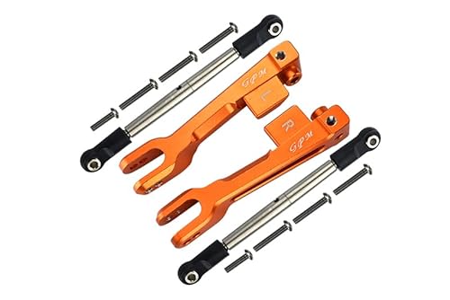 Traxxas Unlimited Desert Racer 4X4 (#85076-4) Tuning Teile Aluminium Rear Sway Bar & Stainless Steel Linkage - 4Pc Set Orange von GPM