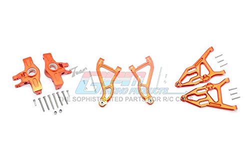 Traxxas Unlimited Desert Racer 4X4 (#85076-4) Tuning Teile Aluminum Front Upper & Lower Arms + Knuckle Arms Set - 28Pc Set Orange von GPM