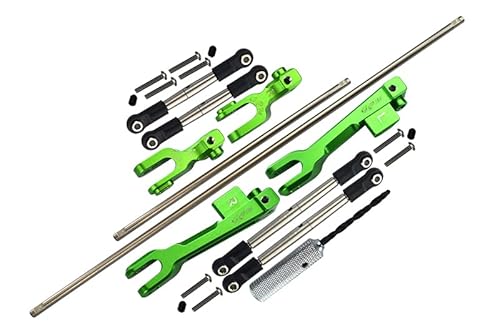 Traxxas Unlimited Desert Racer 4X4 (#85076-4) Tuning Teile Spring Steel Front + Rear Sway Bar & Aluminium Sway Bar Arm & Stainless Steel Linkage - 23Pc Set Green von GPM