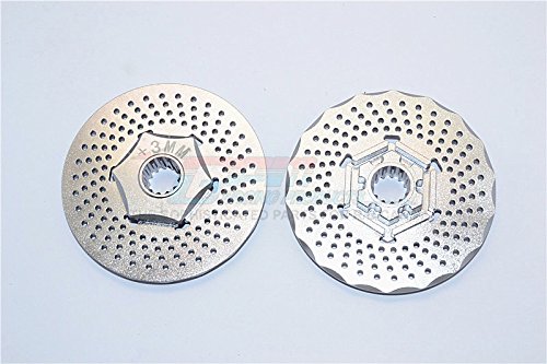 GPM for Traxxas X Maxx 4X4 Aluminum Front Wheel Hex Claw +3mm with Brake Disk - 2Pcs Grey Silver von GPM