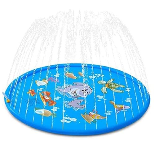 GQBVPN Splash Pad 170cm Anti-Rutsch Sprinkler Matte, Faltbarer Splash Sprinkler Pad, Sprinkler Play Matte für Kinder und Haustiere für Sommer, Garten, DraußEn von GQBVPN