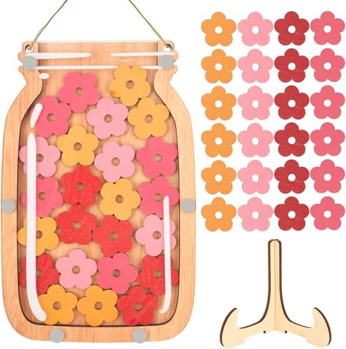 GQDGCU Belohnungsglas für Kinder, Belohnungsglas für Klassenzimmer, Magnetische Belohnungstabelle, Klassenzimmer-Management-Tools aus Holz, Positives Verhalten Reward Jar (Blume) von GQDGCU