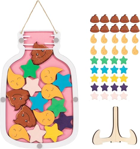 GQDGCU Belohnungsglas für Kinder, Belohnungsglas für Klassenzimmer, Magnetische Belohnungstabelle, Klassenzimmer-Management-Tools aus Holz, Positives Verhalten Reward Jar (C Sterne) von GQDGCU