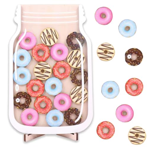 GQDGCU Belohnungsglas für Kinder, Belohnungsglas für Klassenzimmer, Magnetische Belohnungstabelle, Klassenzimmer-Management-Tools aus Holz, Positives Verhalten Reward Jar (Doughnut) von GQDGCU