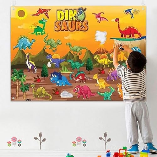 Montessori Spielzeug, Filz Story Board Set, Filztafel Geschichten Set für Kinder, Lernspielzeug frühes Lernen interaktive Spiel Kit, Pädagogisches Feltboard für Autismus Vorschule ADHD, Dinosaurier A von GQDGCU