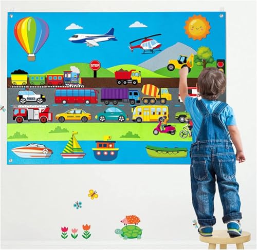 Montessori Spielzeug, Filz Story Board Set, Filztafel Geschichten Set für Kinder, Lernspielzeug frühes Lernen interaktive Spiel Kit, Pädagogisches Feltboard für Autismus Vorschule ADHD ASD, Städte von GQDGCU