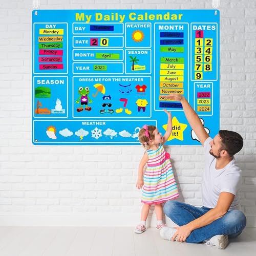 Montessori Spielzeug, Filz Story Board Set, Filztafel Geschichten Set für Kinder, Lernspielzeug frühes Lernen interaktive Spiel Kit, Pädagogisches Feltboard für Autismus Vorschule ADHD ASD, Kalender A von GQDGCU