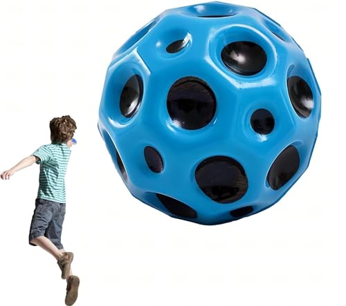 Astro Sprungball,Weltraumball,Mondball,Mini Hüpfballspielzeug,Hüpfbälle zum Thema Weltraum,SprungkraftSprungball mit superhoher Sprungkraft,Superhoch Springende,Leichte Schaumstoffbälle (Blau) von GQJQTION