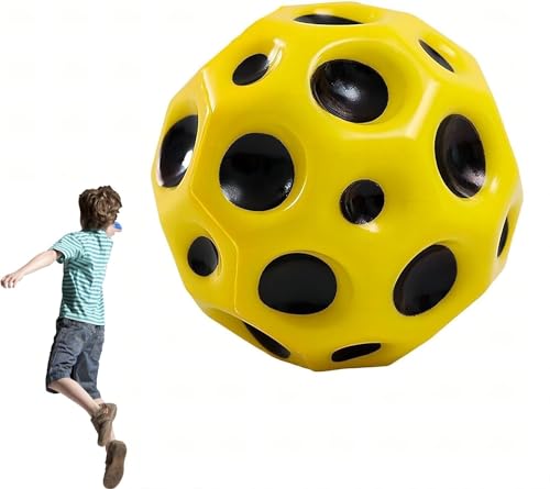 Astro Sprungball,Weltraumball,Mondball,Mini Hüpfballspielzeug,Hüpfbälle zum Thema Weltraum,SprungkraftSprungball mit superhoher Sprungkraft,Superhoch Springende,Leichte Schaumstoffbälle (Gelb) von GQJQTION