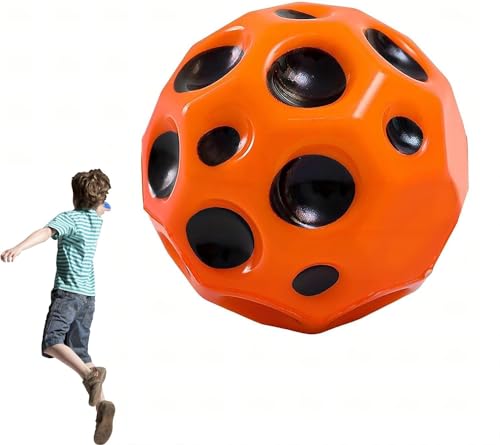 Astro Sprungball,Weltraumball,Mondball,Mini Hüpfballspielzeug,Hüpfbälle zum Thema Weltraum,SprungkraftSprungball mit superhoher Sprungkraft,Superhoch Springende,Leichte Schaumstoffbälle (Orange) von GQJQTION