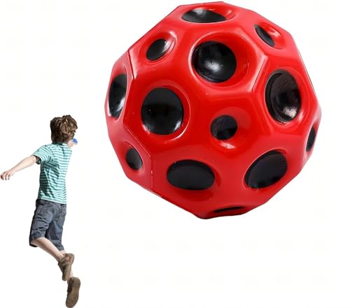 Astro Sprungball,Weltraumball,Mondball,Mini Hüpfballspielzeug,Hüpfbälle zum Thema Weltraum,SprungkraftSprungball mit superhoher Sprungkraft,Superhoch Springende,Leichte Schaumstoffbälle (Rot) von GQJQTION