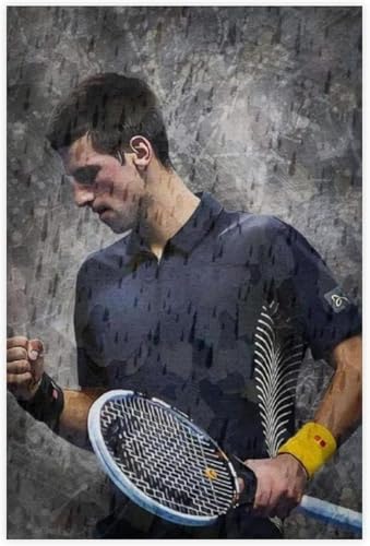 1000 Teile Puzzle Tennisspieler-Superstar Novak Djokovic HD Sport Holz Puzzle Erwachsene Stress Freisetzung Spiel 1000 Piece 29.5x19.6inch(75x50cm) Kein Rahmen von GQJXUANYU